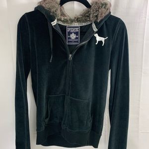 Victoria’s Secret VTG Pink Faux Fur Hood Jacket